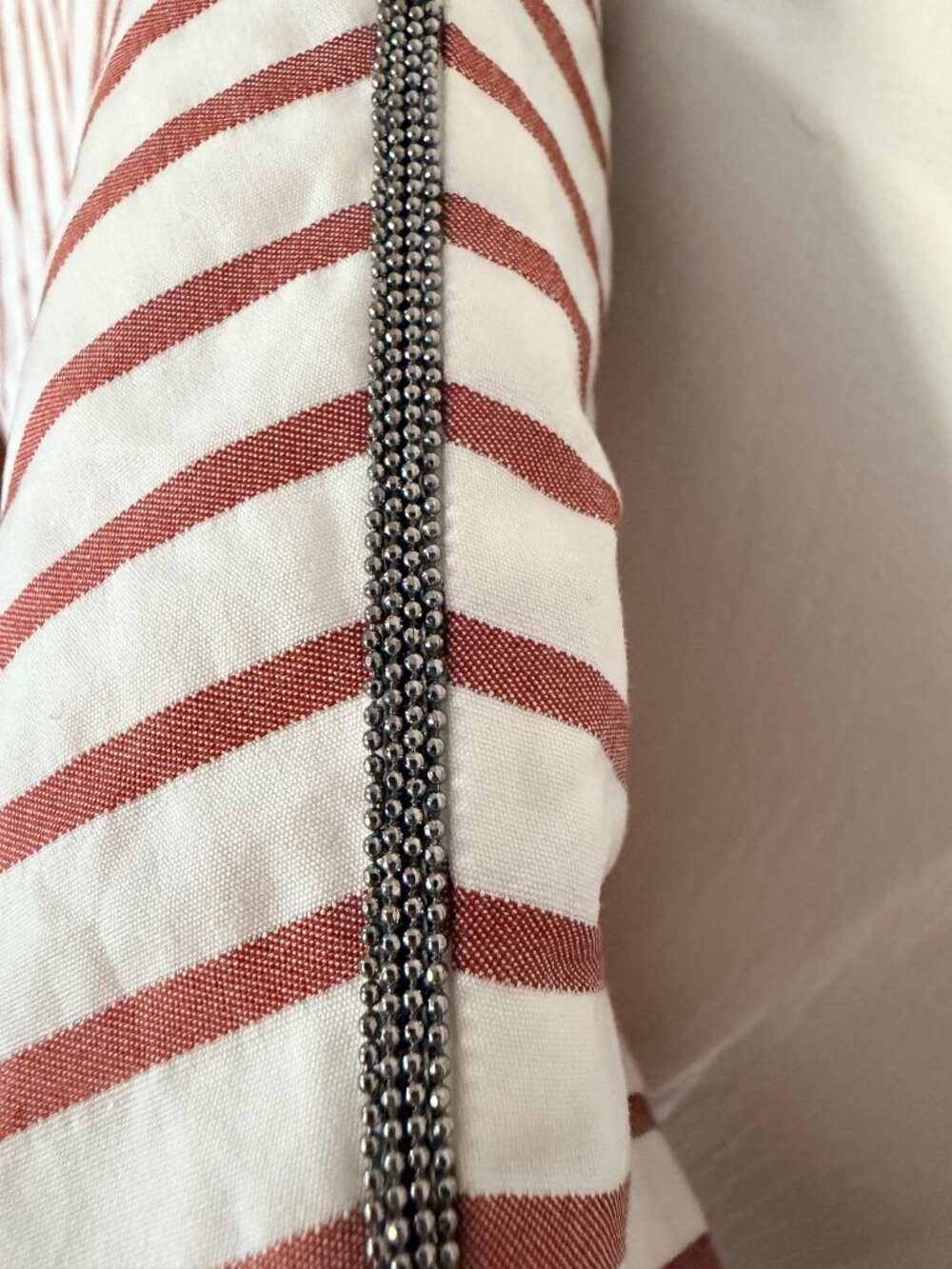 Fabiana Filippi NWT Italian Cotton Stripe Maxi Dress Beaded Shoulder IT 48 US 12 - Picture 5 of 16